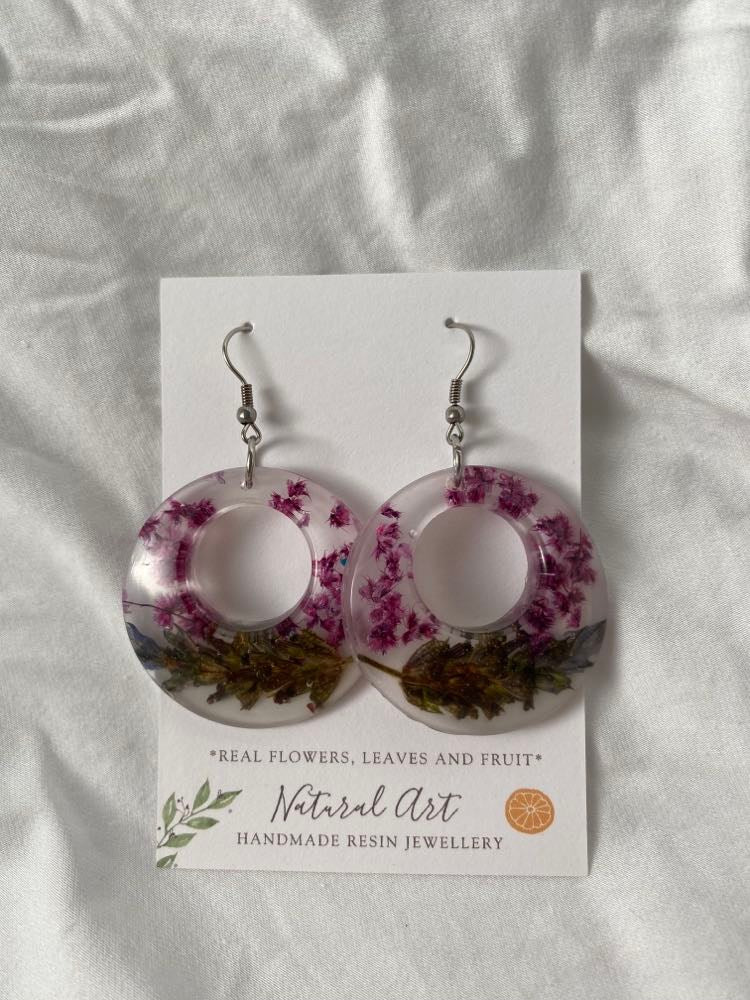 Resin Earrings Purple Lavender (LTP)