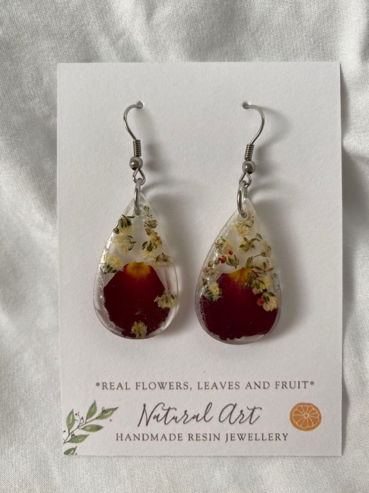 Resin Earrings Rose Petal (LTP)