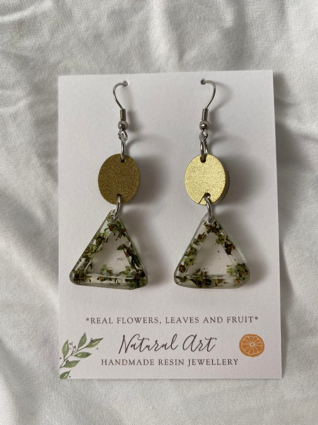 Resin Earrings 2 Piece Green Gold (LTP)