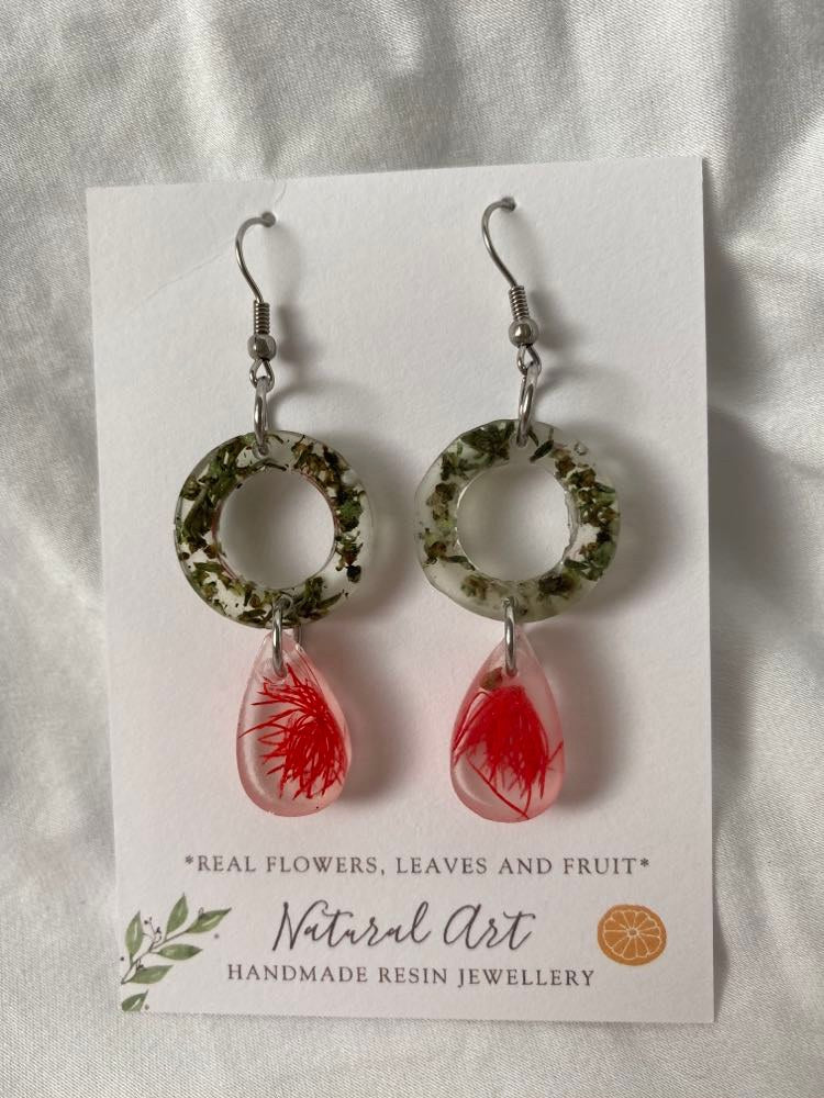 Resin Earrings 2 Piece Tea Tree and Pine (LTP)