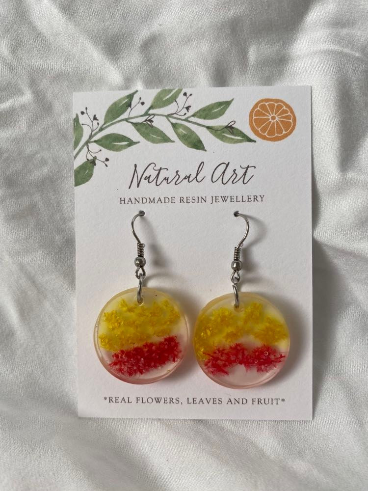 Resin Earrings Yellow and Pink (LTP)