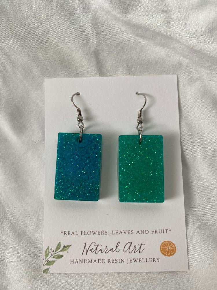 Resin Earrings Rectangle Glitter (RE.SGL.ML.D)