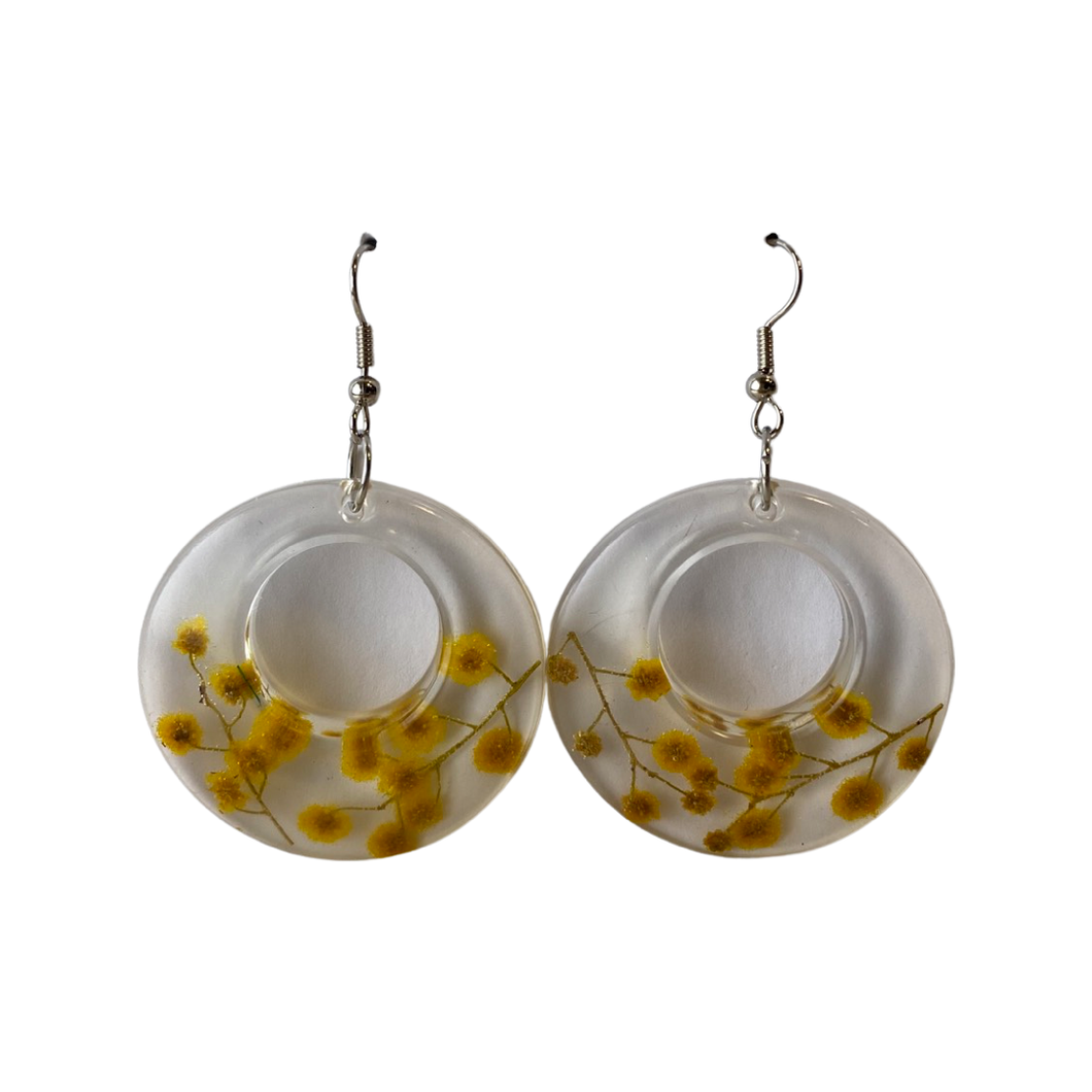 Resin Earrings Circular Wattle (RE.SGL.ML.F)