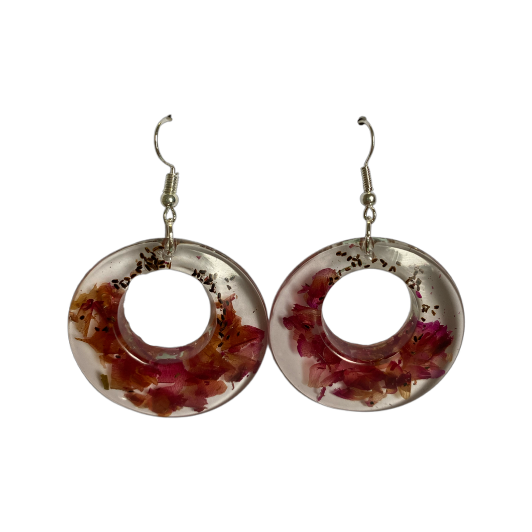 Resin Earrings Circular Rose (RE.SGL.ML.F)