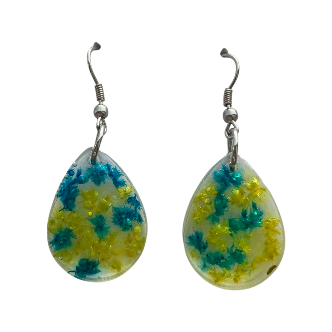 Resin Earrings Blue and Yellow (LTP)