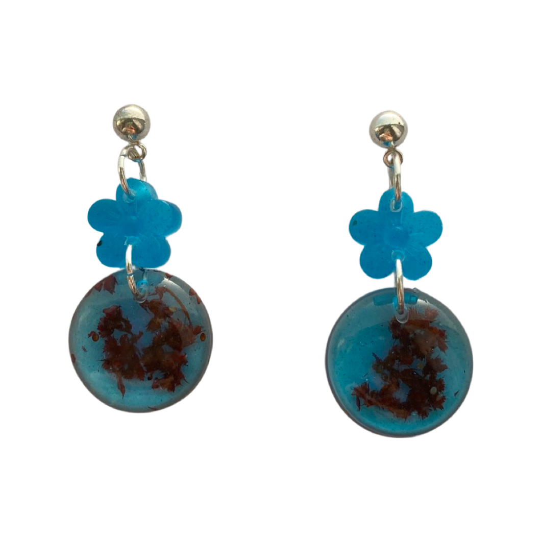 Resin Earrings 2 Piece Blue Dye (LTP)