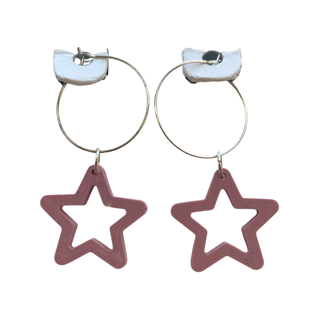 Resin Earrings Pink Stars (LTP)