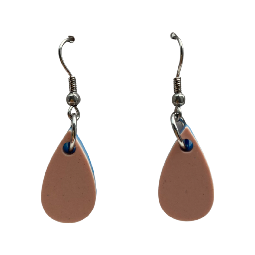 Resin Earrings Small Tear Drop Peach (RE.SGL.S.MIX)