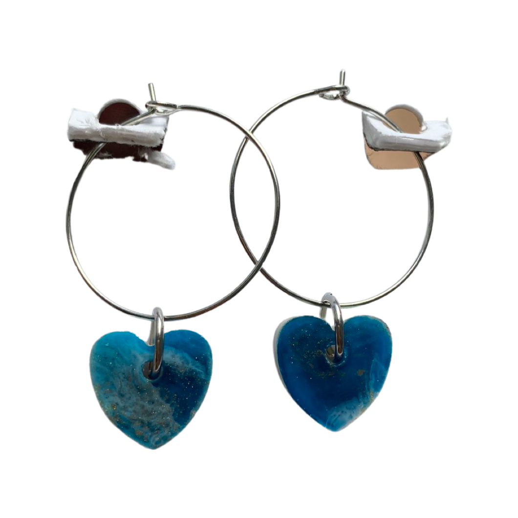 Resin Earrings Small Marble Heart (RE.SGL.S.MIX)