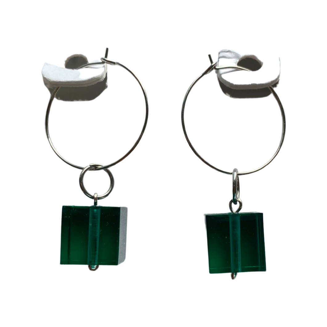 Resin Earrings Turquoise Cube (RE.SGL.ML.D)
