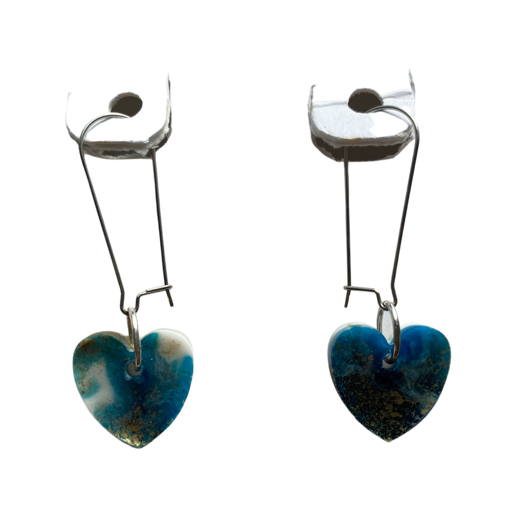 Resin Earrings Marble Hearts (RE.SGL.ML.D)