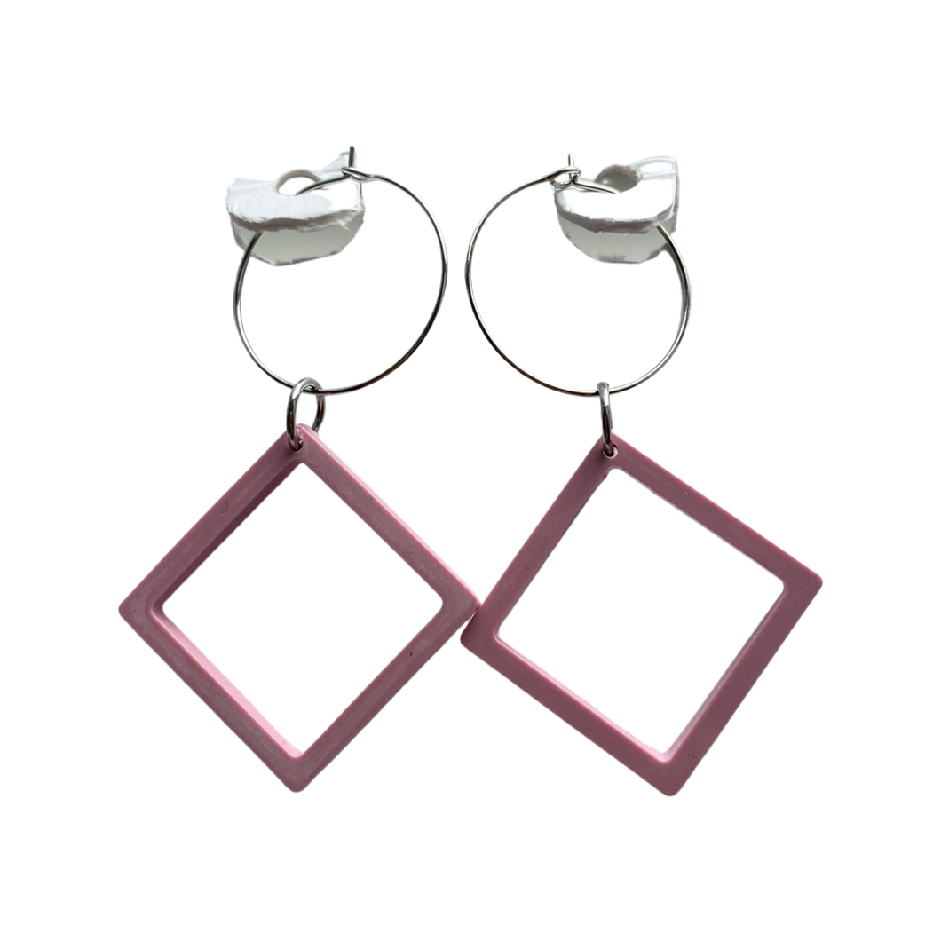 Resin Earrings Pink Squares (RE.SGL.ML.D)