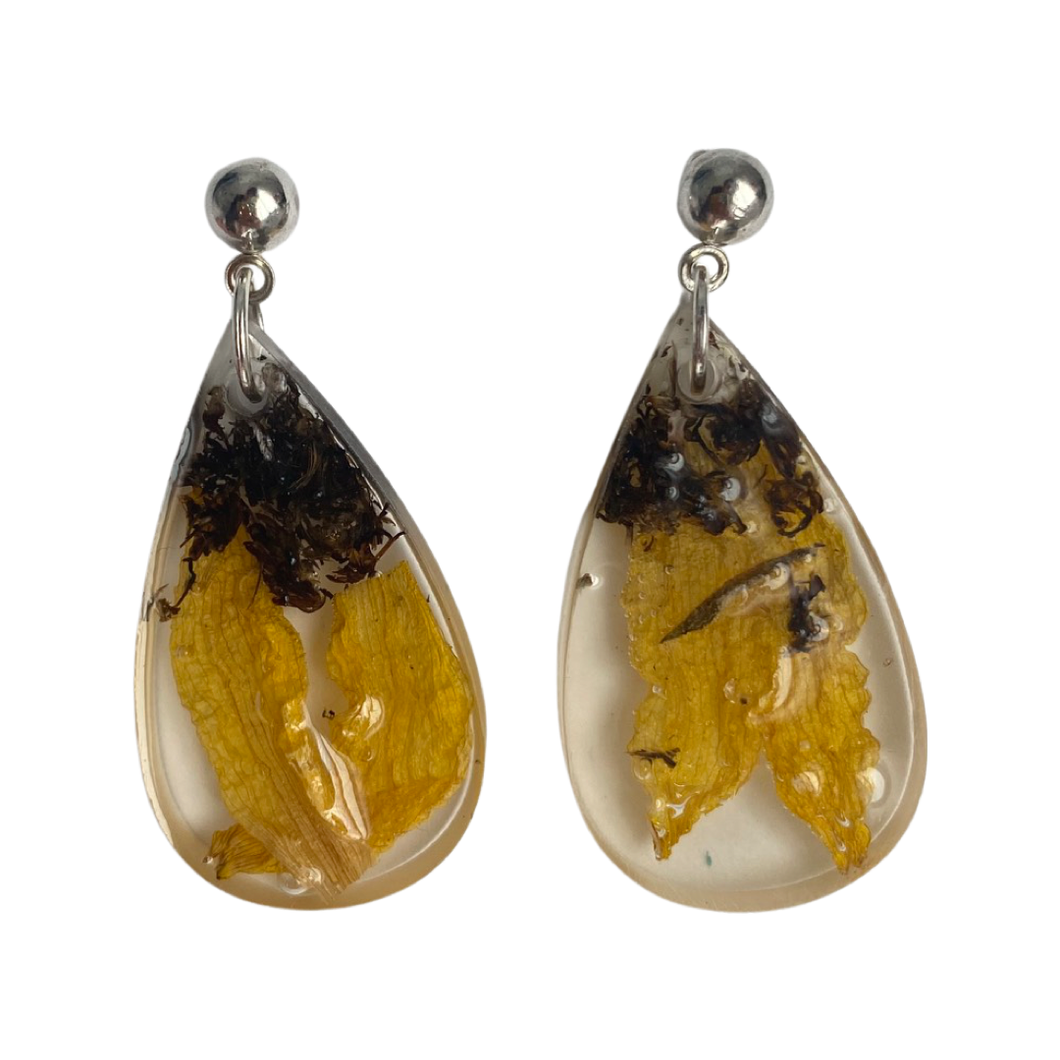 Resin Earrings Sunflower Tear Drop (LTP)