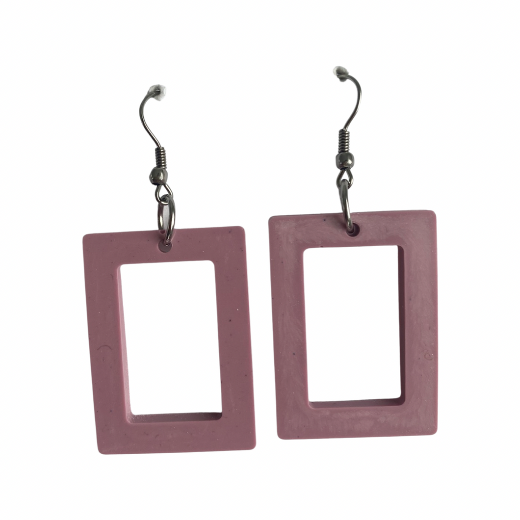 Resin Earrings Pink Rectangles (RE.SGL.ML.D)